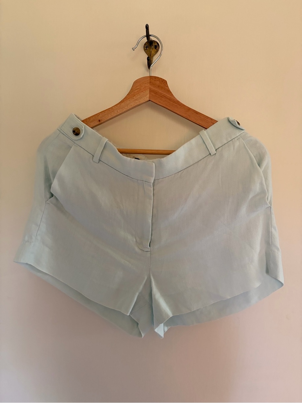 J. Crew Pale Blue High-Waist Tailored Shorts 100% Linen